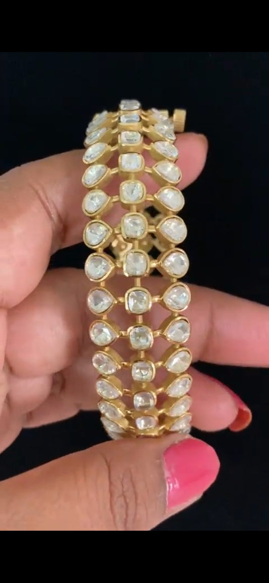 Premium Moissanite Polki Bridal Bangles |  Openable Indian Bangles