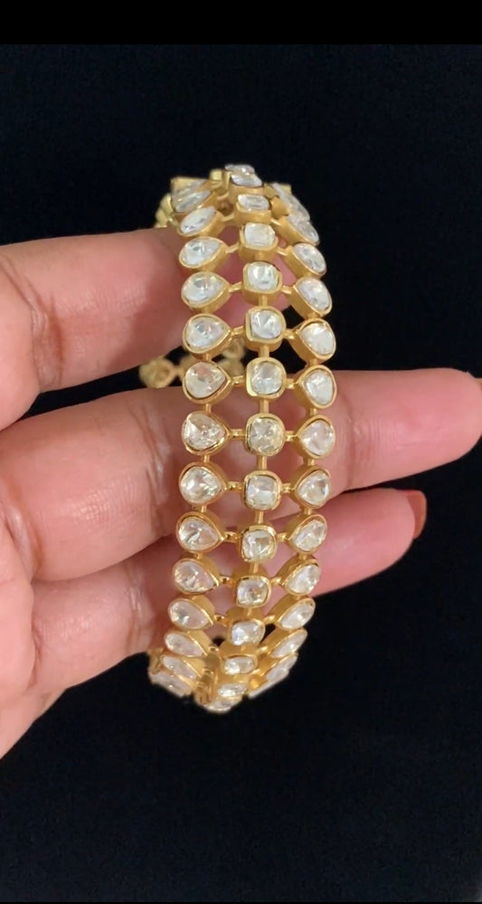 Premium Moissanite Polki Bridal Bangles |  Openable Indian Bangles