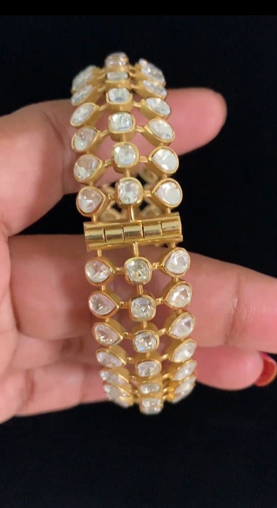 Premium Moissanite Polki Bridal Bangles |  Openable Indian Bangles