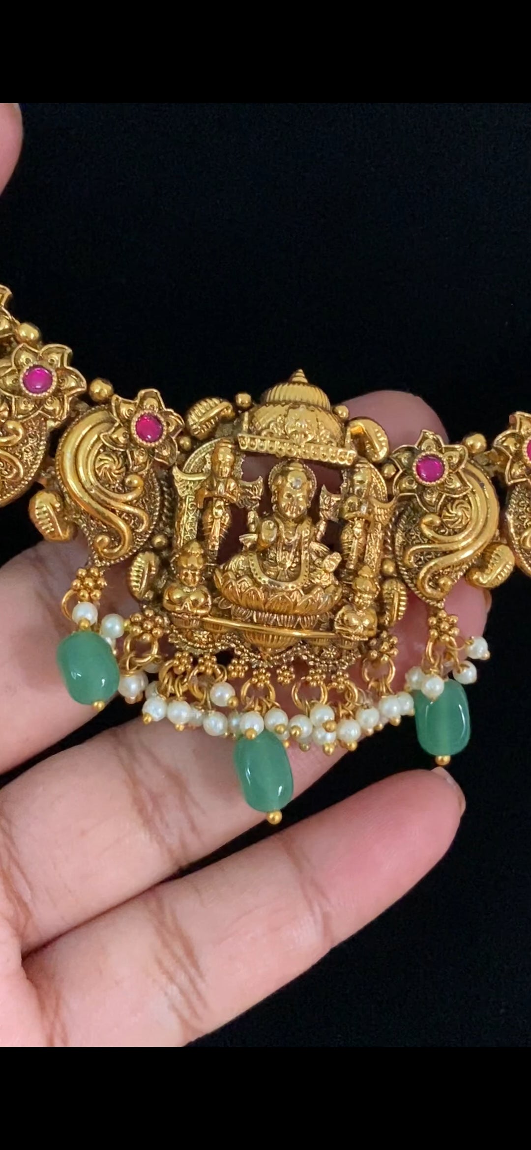 Antique Temple Lakshmi Necklace With Jumkis | Traditional Jewelry In USA
