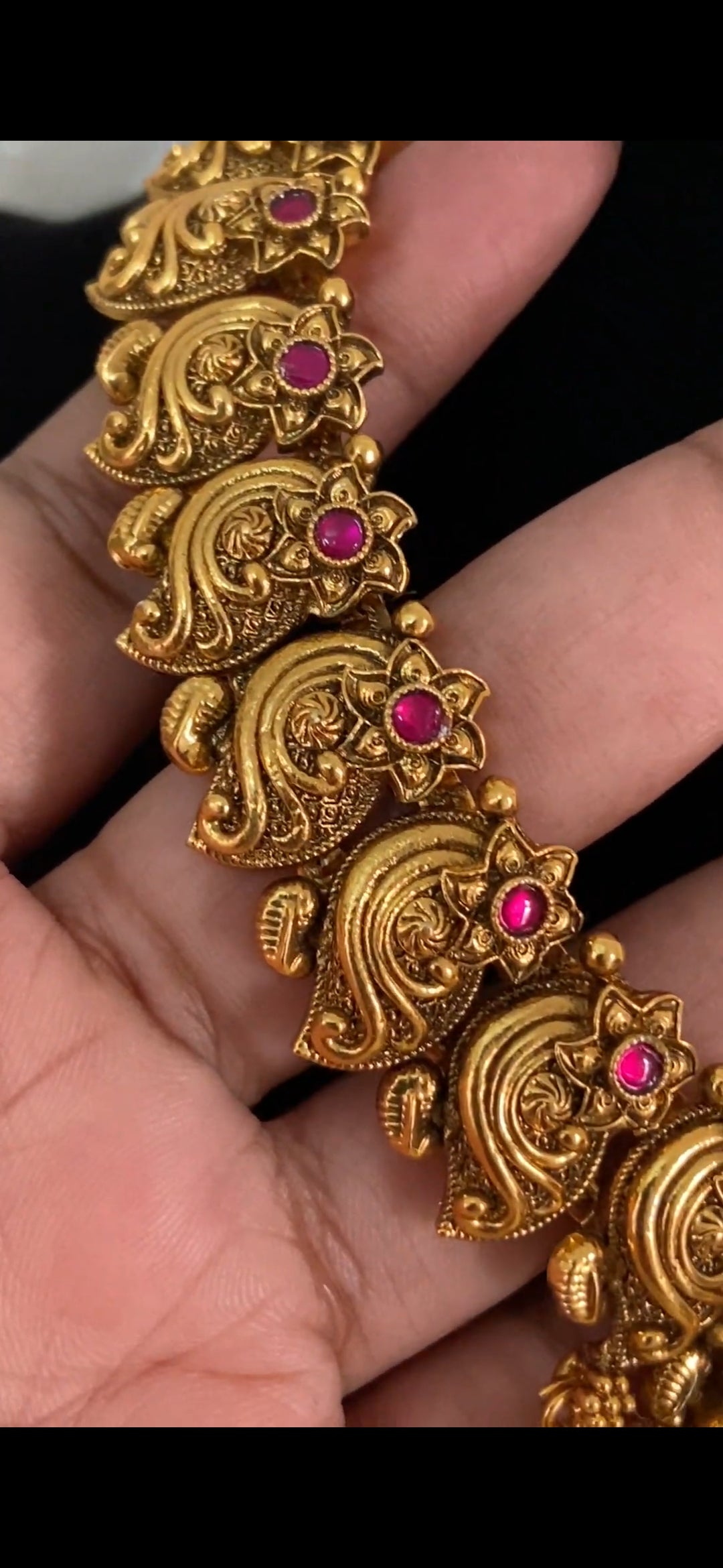 Antique Temple Lakshmi Necklace With Jumkis | Traditional Jewelry In USA