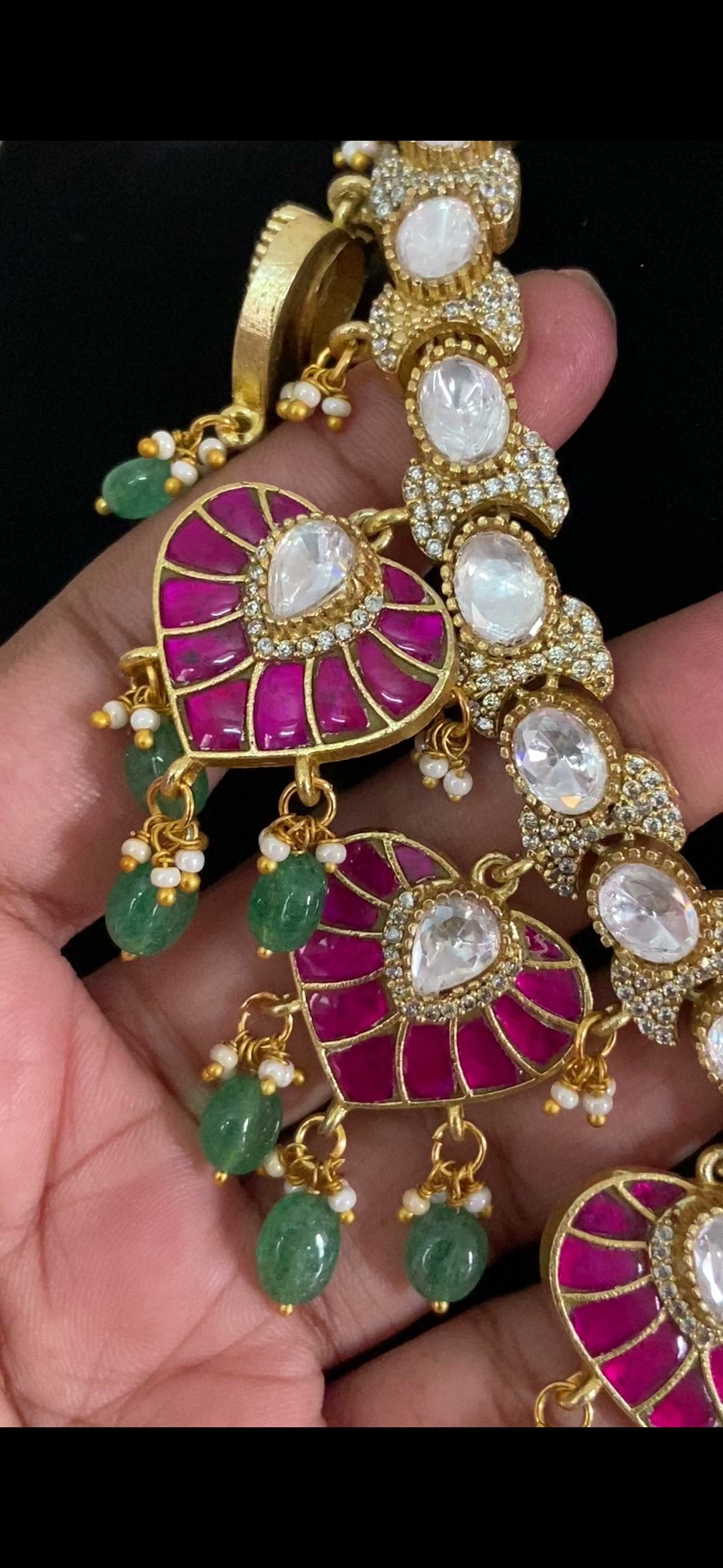Moissanite & Jadau Fusion Bridal Necklace Set | Indian Jewelry