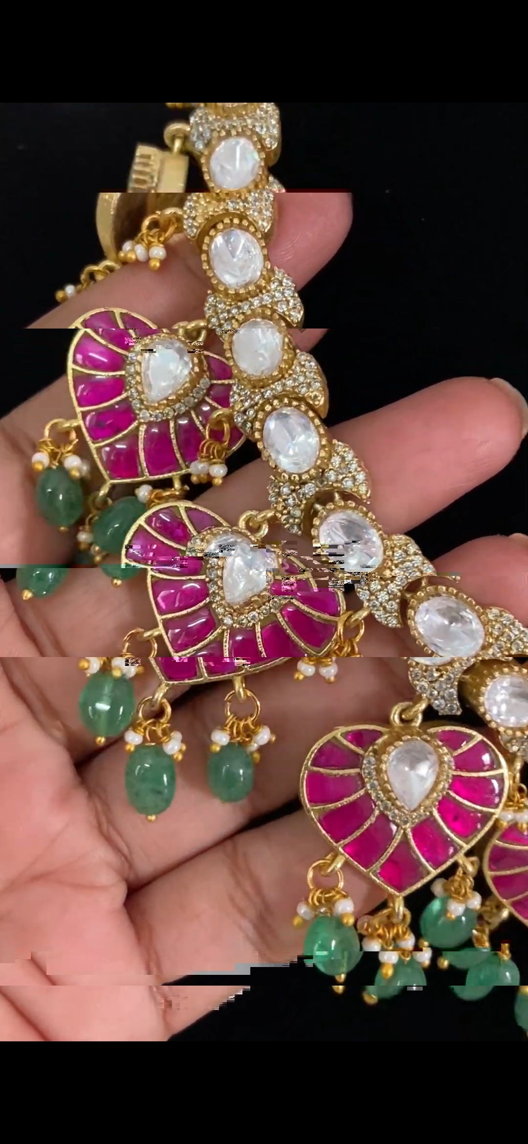 Moissanite & Jadau Fusion Bridal Necklace Set | Indian Jewelry