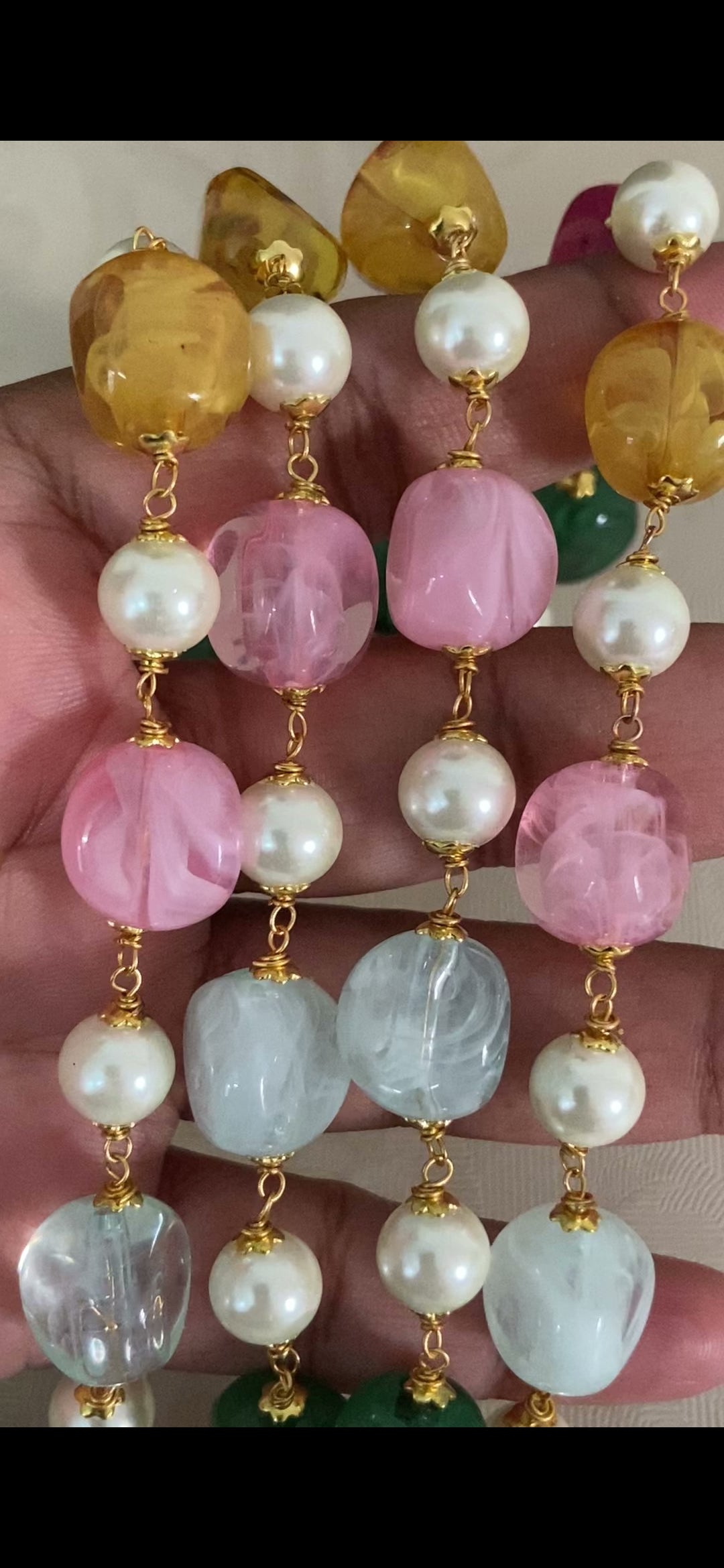 Two Layered Beads & Pearl Mala | Indian Beads Jewelry