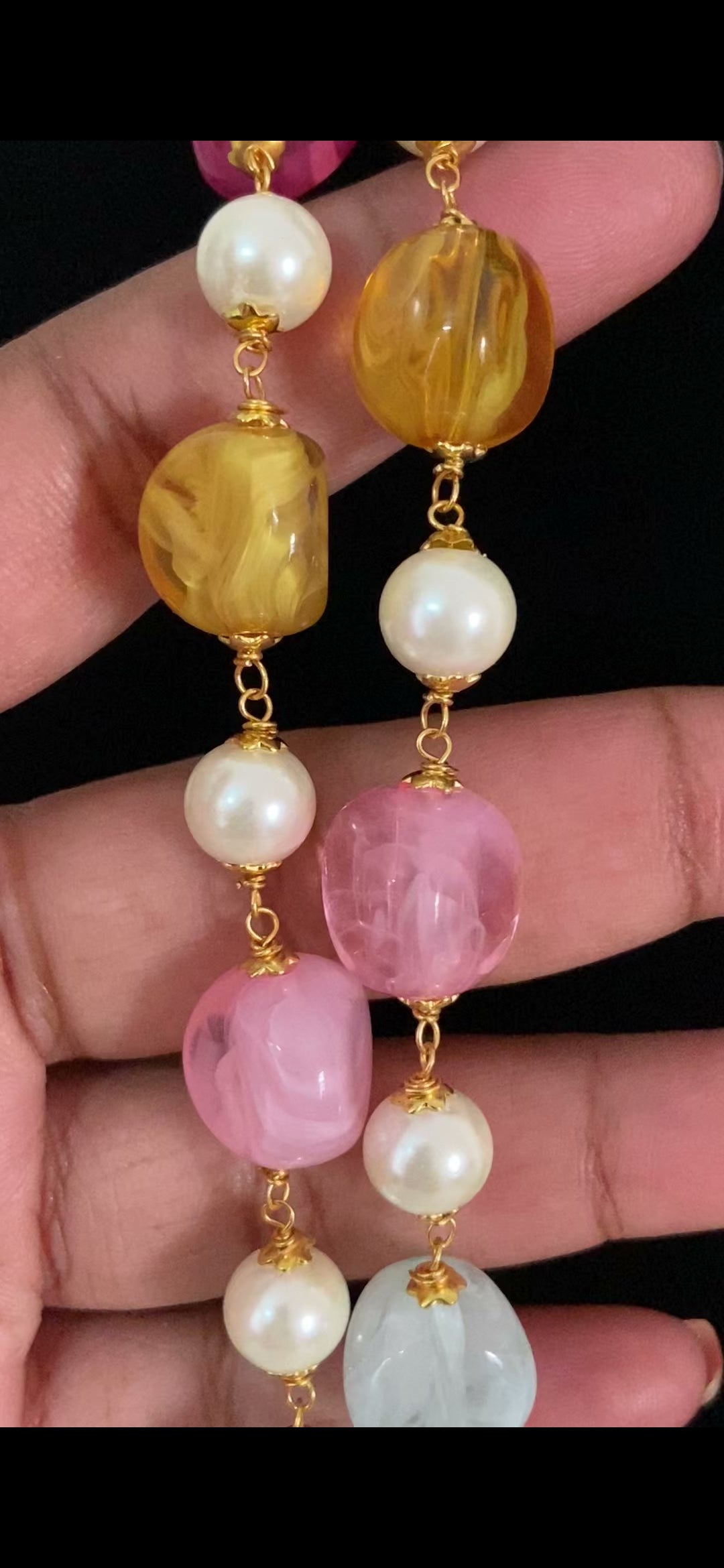 Two Layered Beads & Pearl Mala | Indian Beads Jewelry