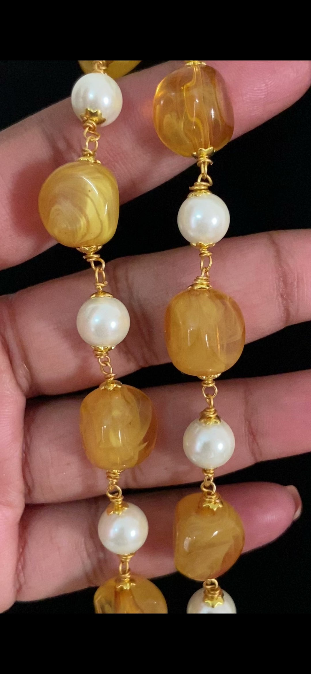 Two Layered Beads & Pearl Mala | Indian Beads Jewelry