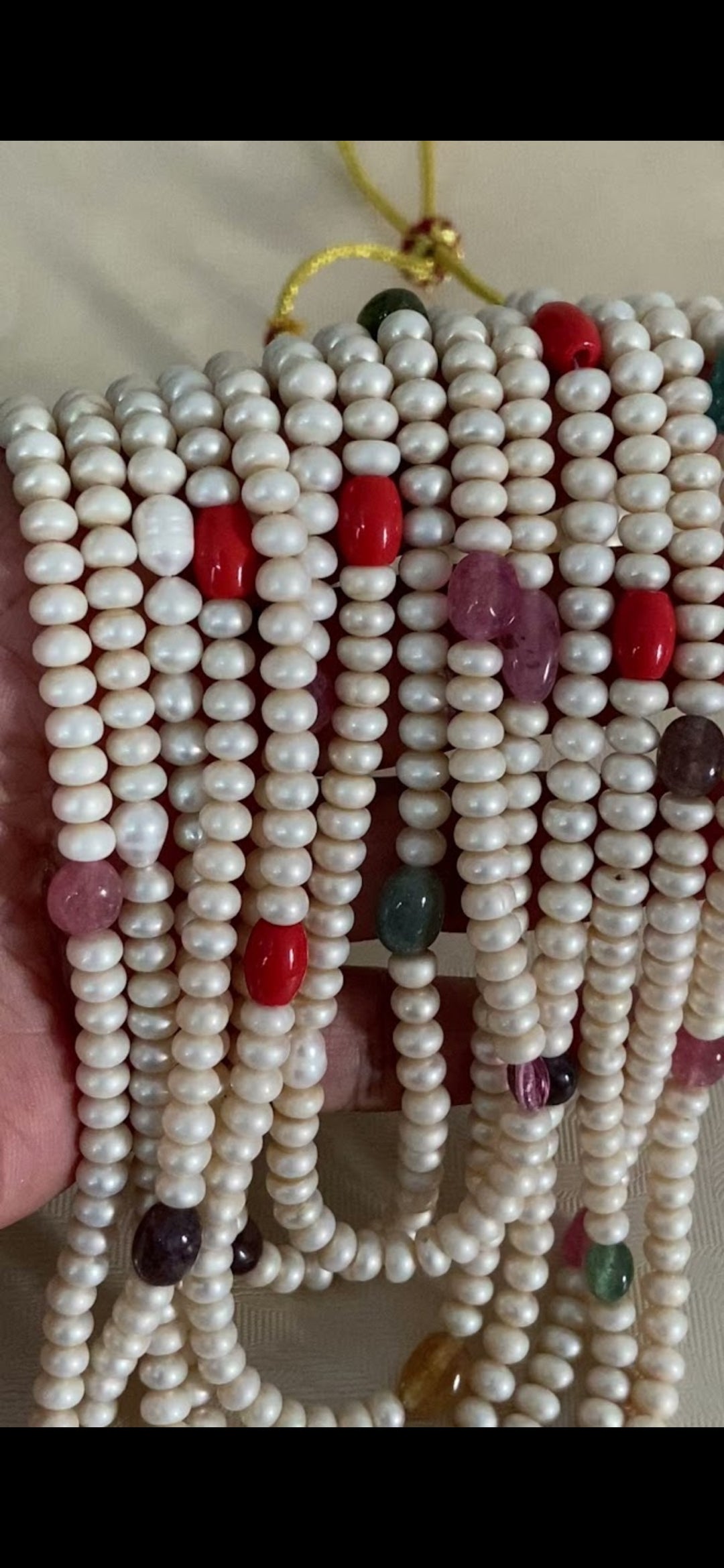 Fresh Water Pearl Navaratan Beads Necklace | Traditional Indian Jewelry In USA