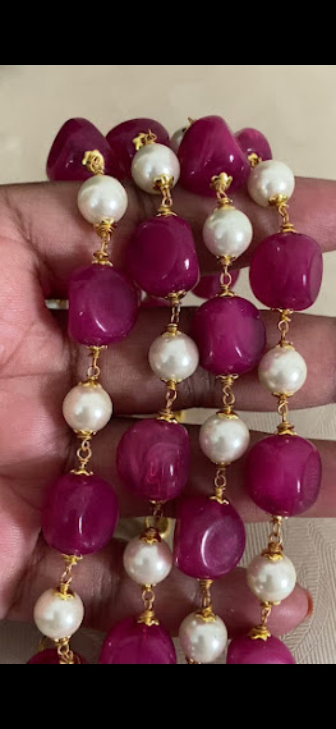 Two Layered Beads & Pearl Mala | Indian Beads Jewelry