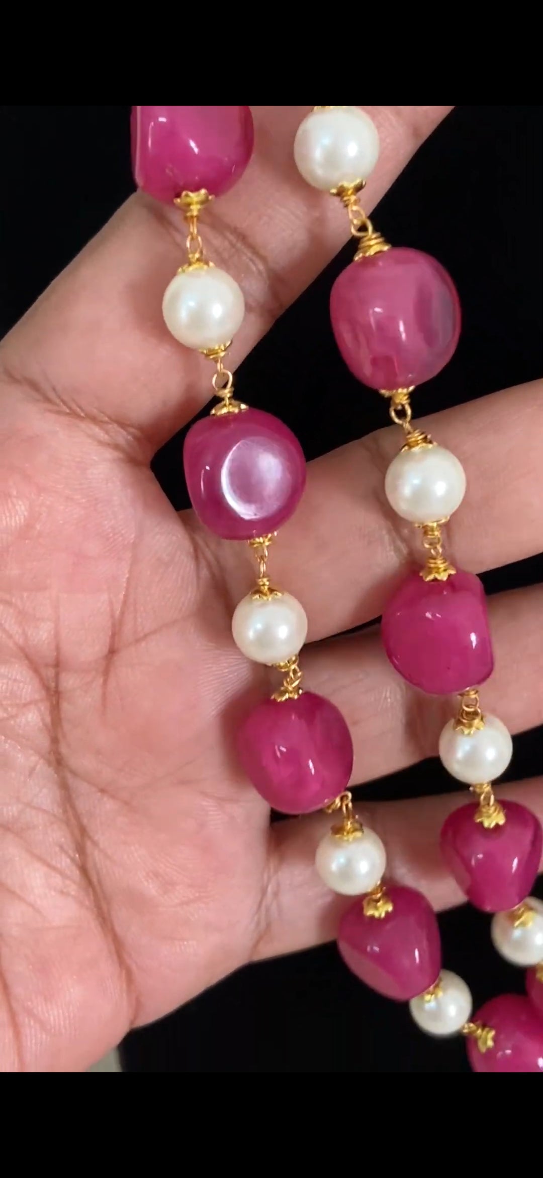 Two Layered Beads & Pearl Mala | Indian Beads Jewelry
