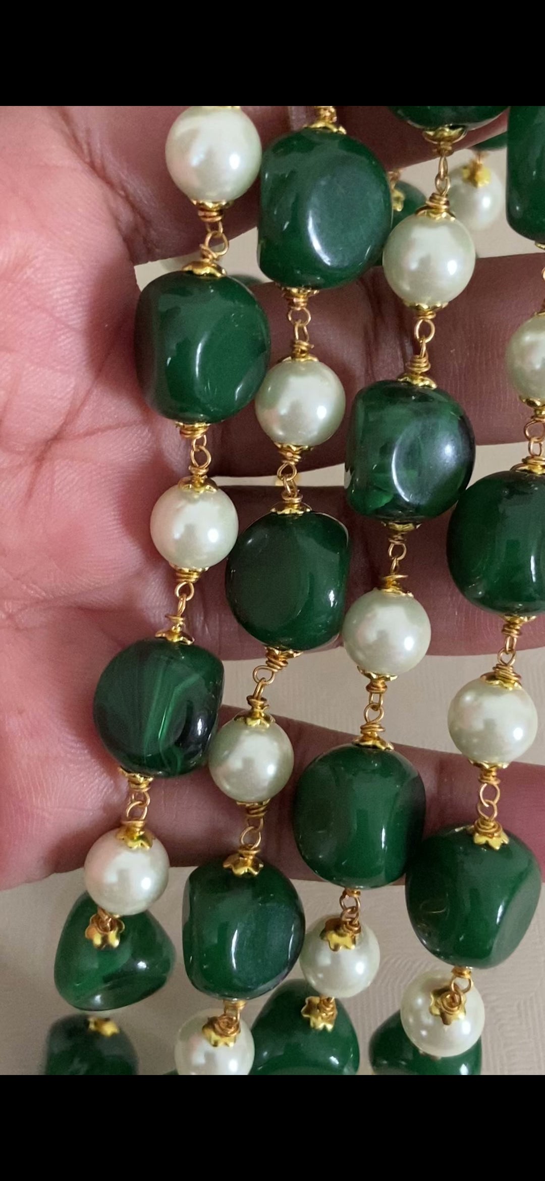 Two Layered Beads & Pearl Mala | Indian Beads Jewelry
