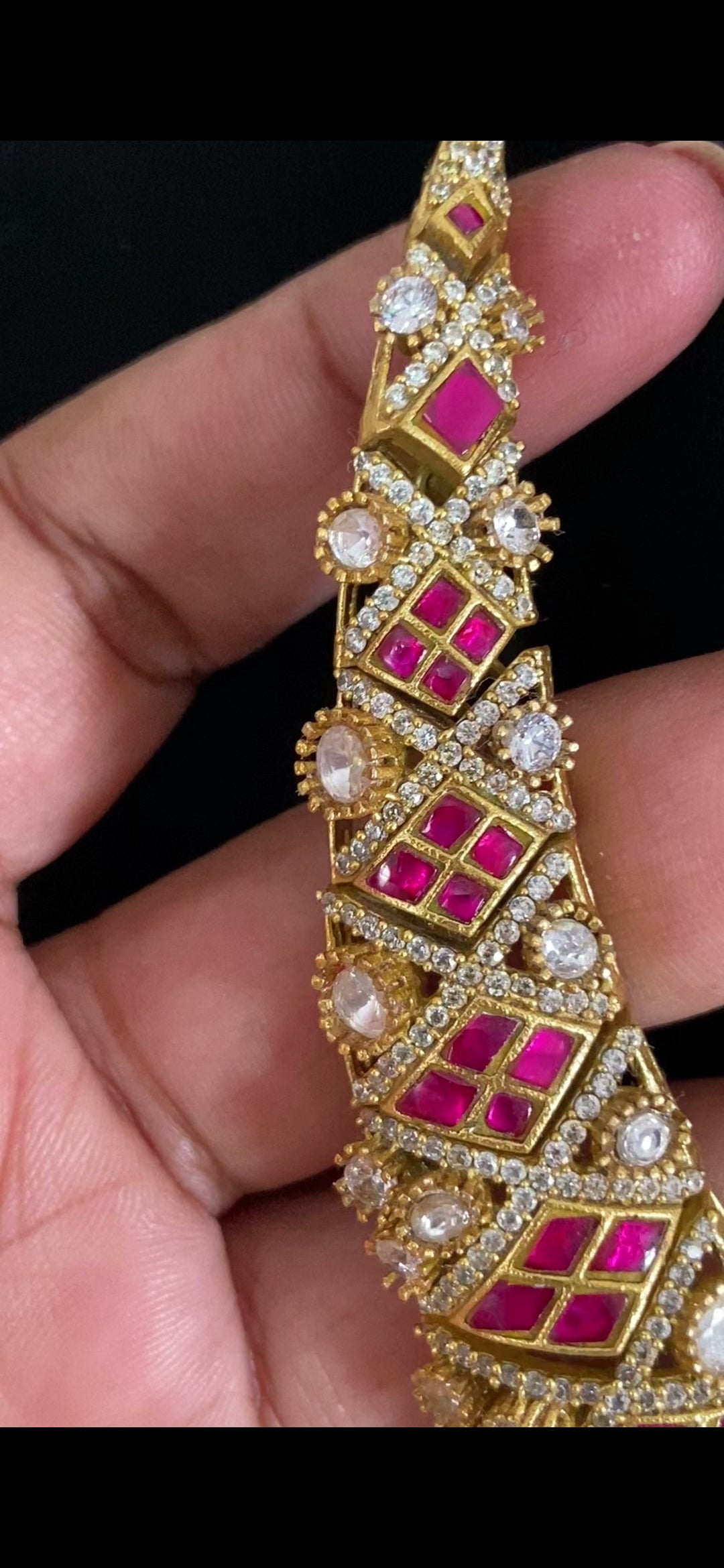 Moissanite & Jadau Fusion Bridal Necklace With Earrings | Indian Jewelry