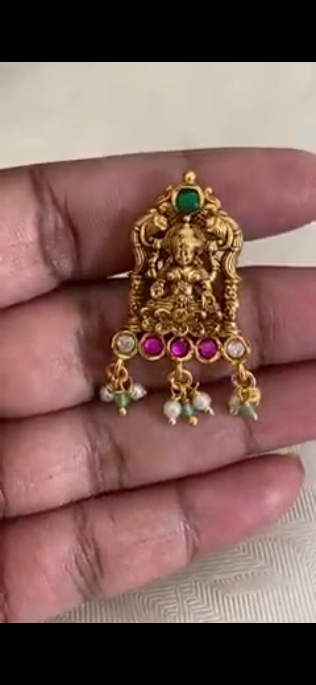 Antique Lakshmi Pendant Set Mangalasutra | Traditional Black Beads