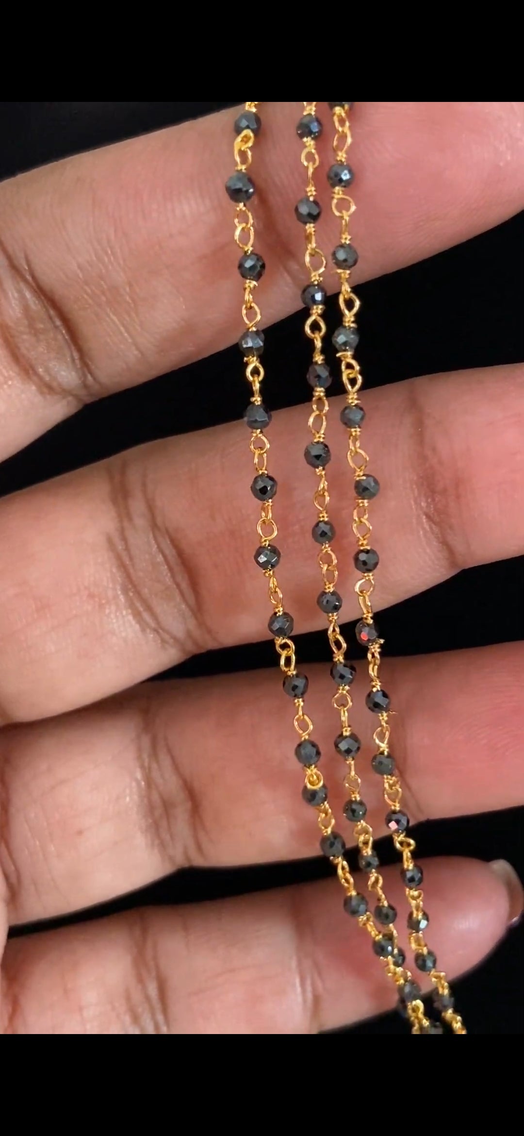 3 Line Black Diamond Mangalasutra | Traditional Black Beads