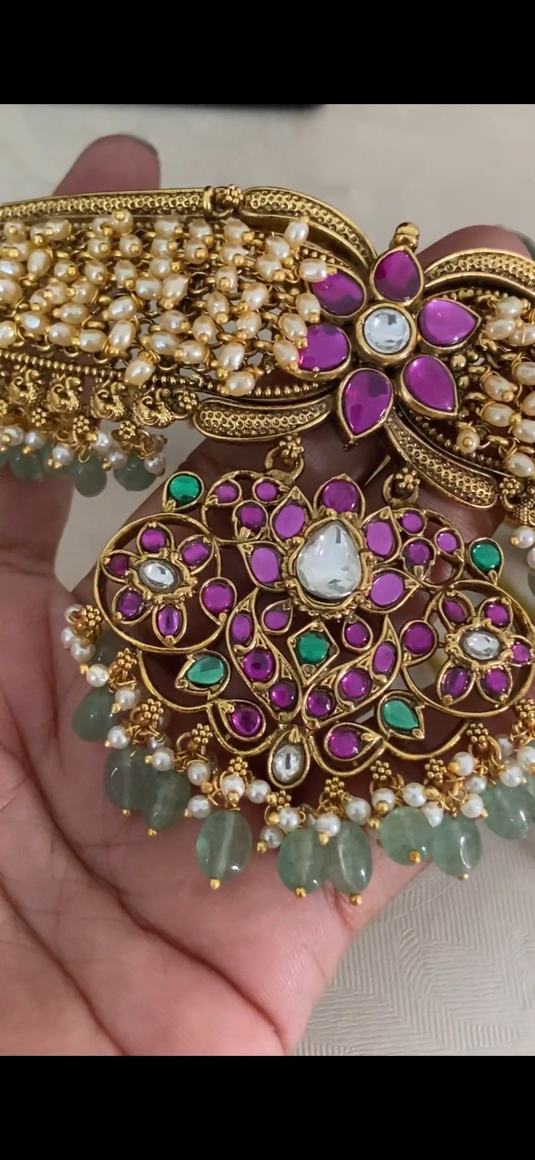 Antque Kemp Pearl Choker With Jumkis | Traditional Jewelry