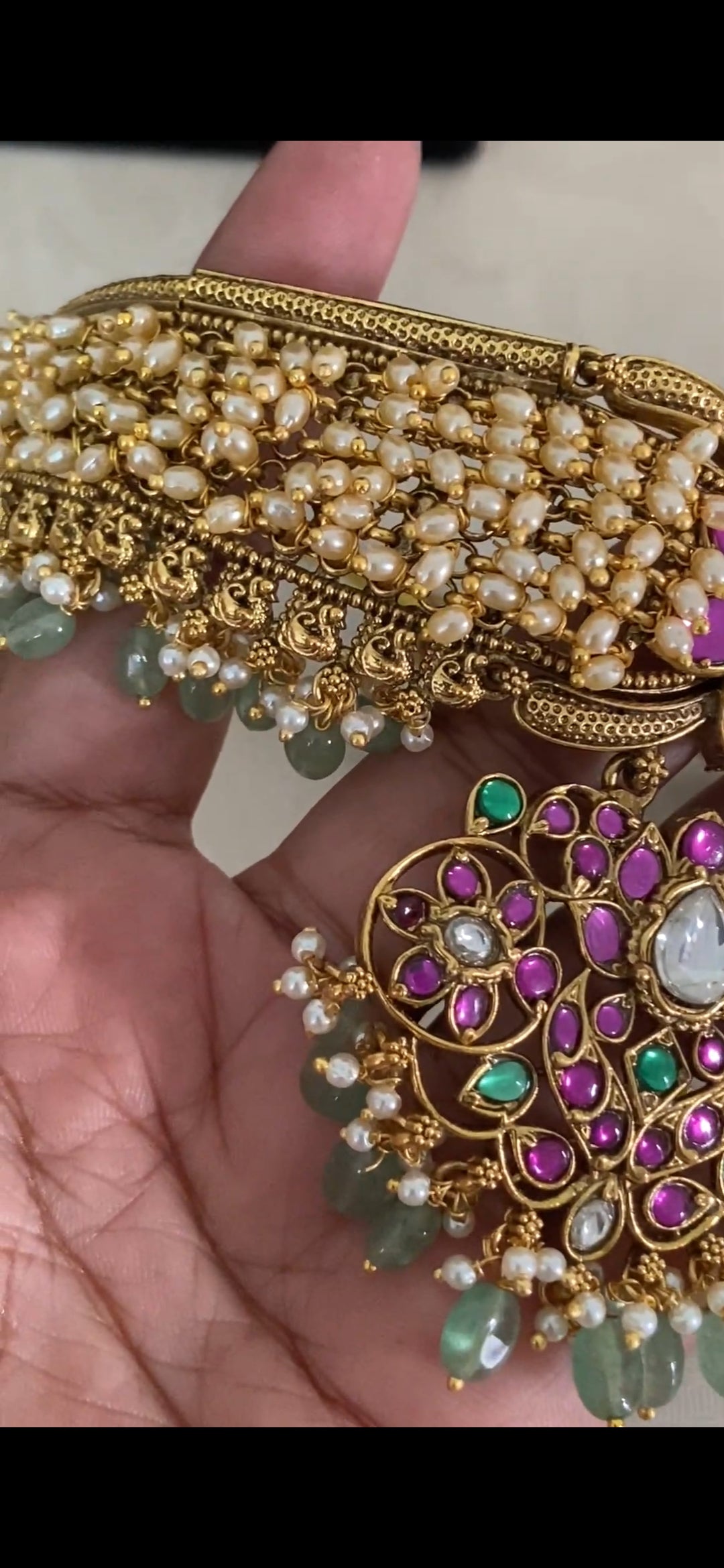 Antque Kemp Pearl Choker With Jumkis | Traditional Jewelry