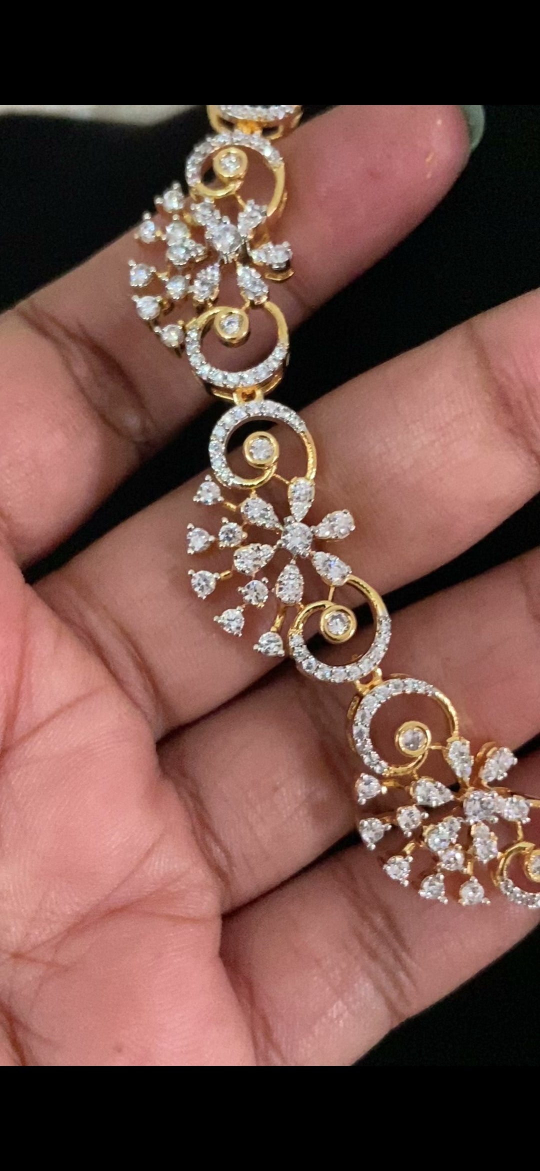 AD Floral Necklace with Earrings | South Indian Jewelry In USA