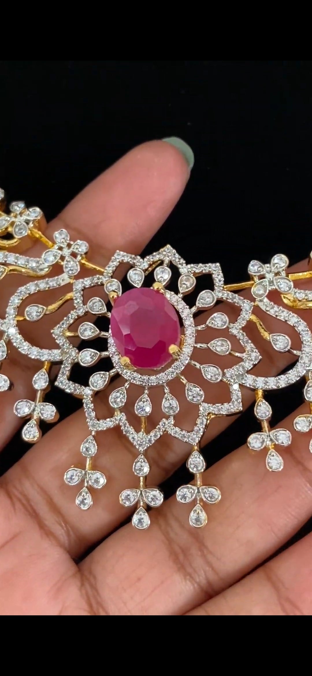 AD Middle Stone Changeble Necklace Set | latest Indian Jewelry | Gift Idea