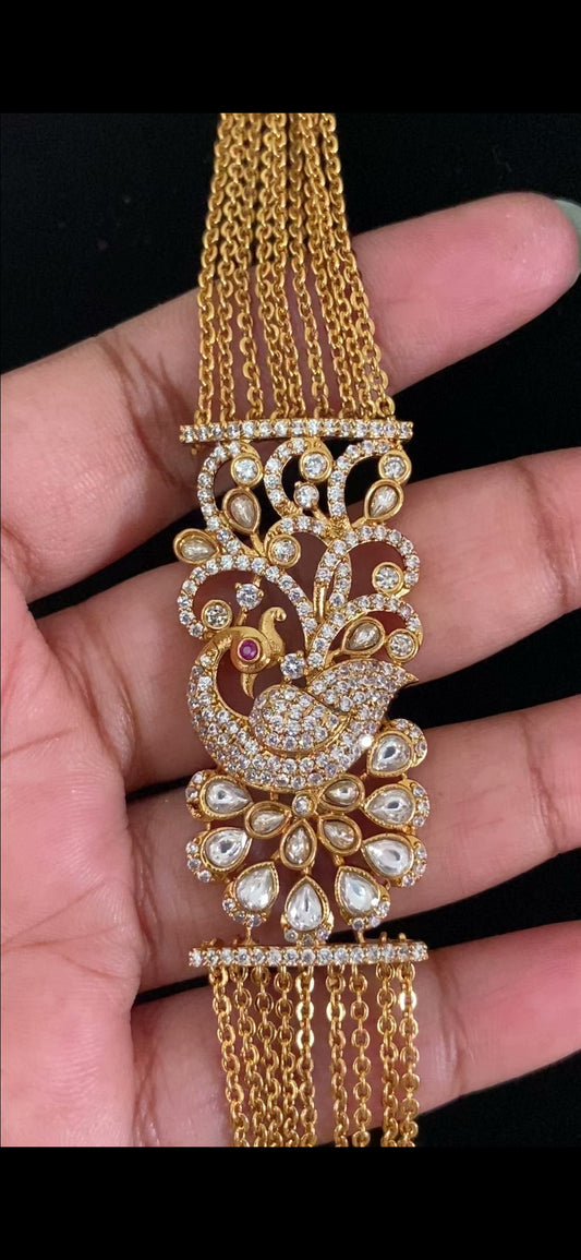 AD Peacock Pendant Antique Chandraharam | Indian Traditional Jewelry In USA