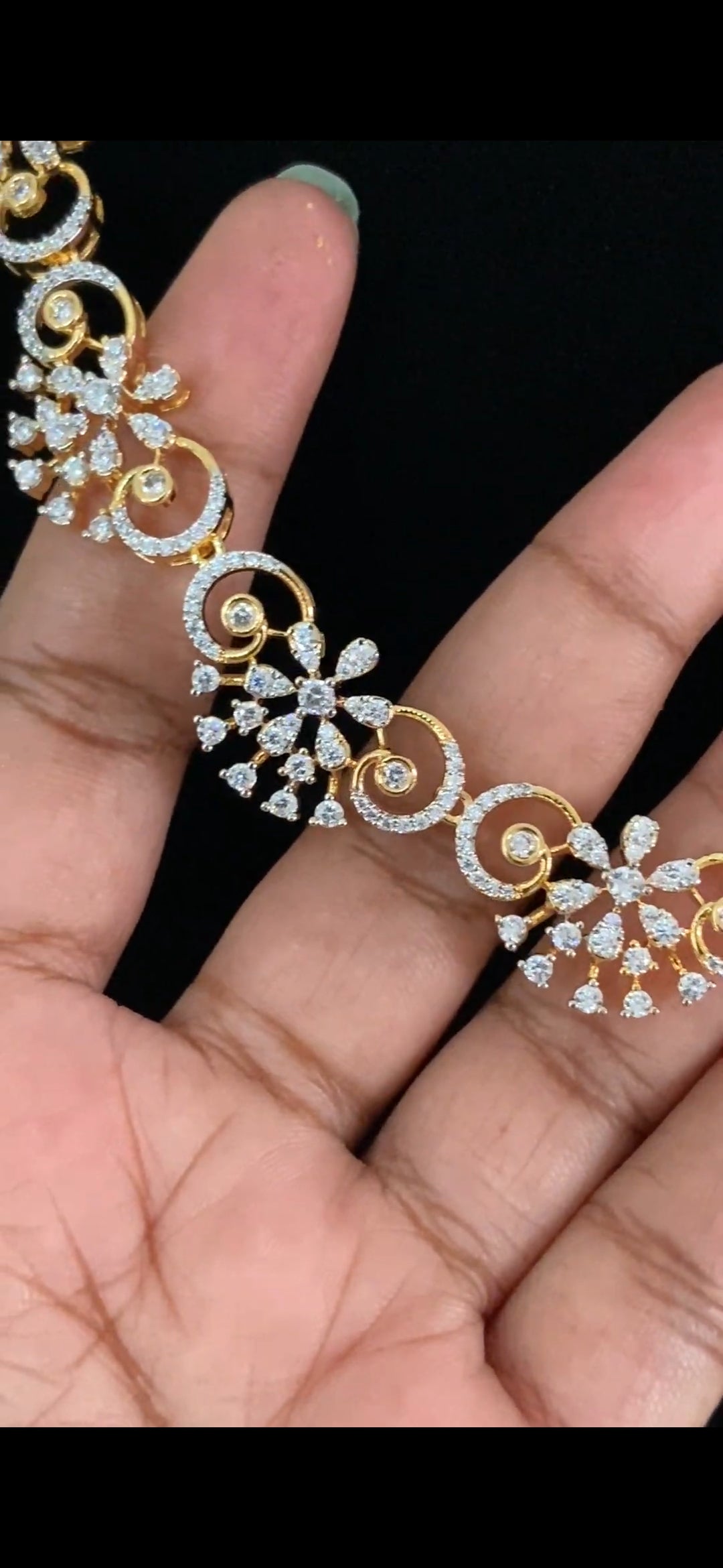 AD Floral Necklace with Earrings | South Indian Jewelry In USA