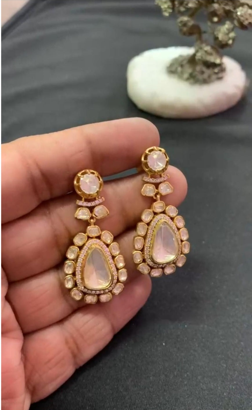 Moissanites Polki Kundan Earrings | Indian jewelry In USA