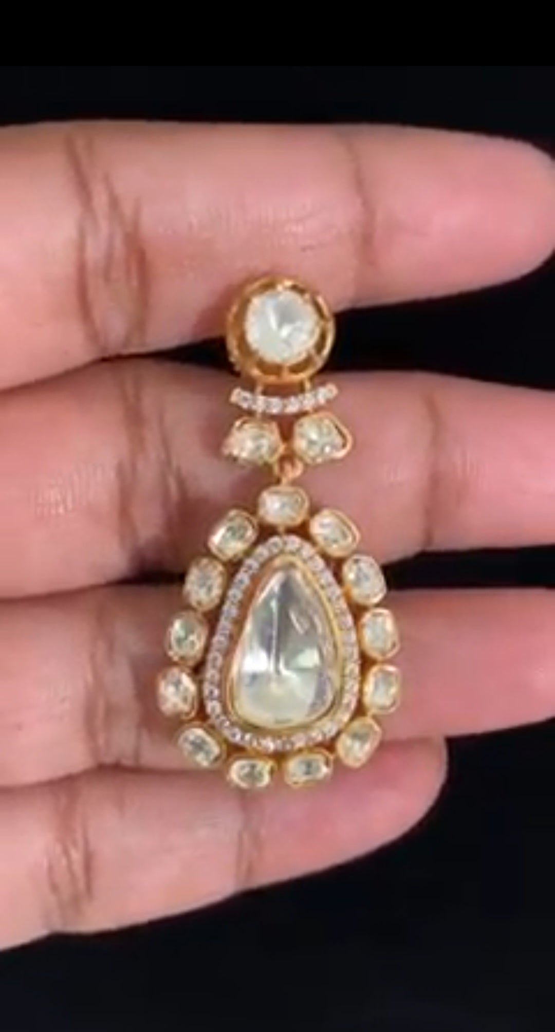 Moissanites Polki Kundan Earrings | Indian jewelry In USA