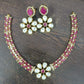 Floral CZ Choker Necklace Set | Indian Jewelry in USA