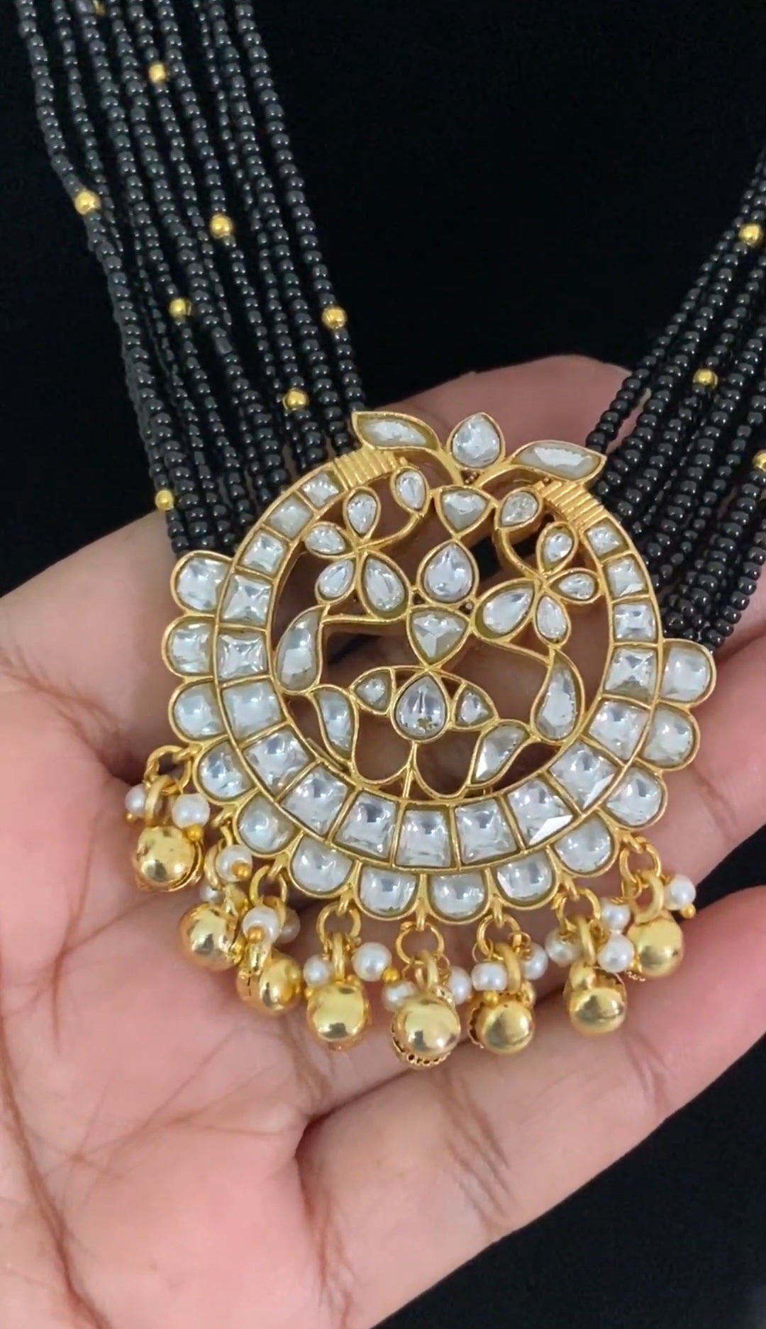 Moissanite Pendant Black Beads | Traditional Mangalasutra
