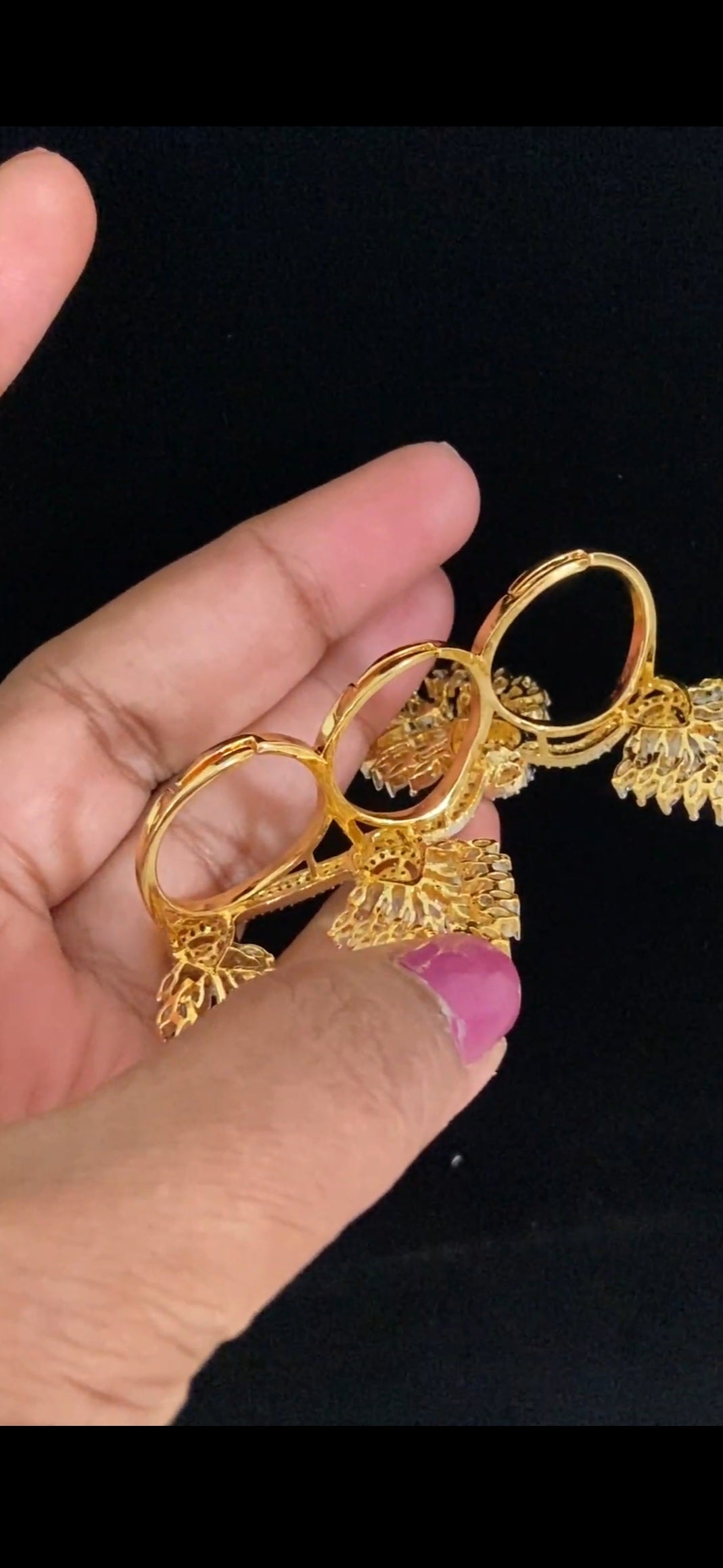 AD Adjustable 3finger Ring  | Indian Fingers Ring