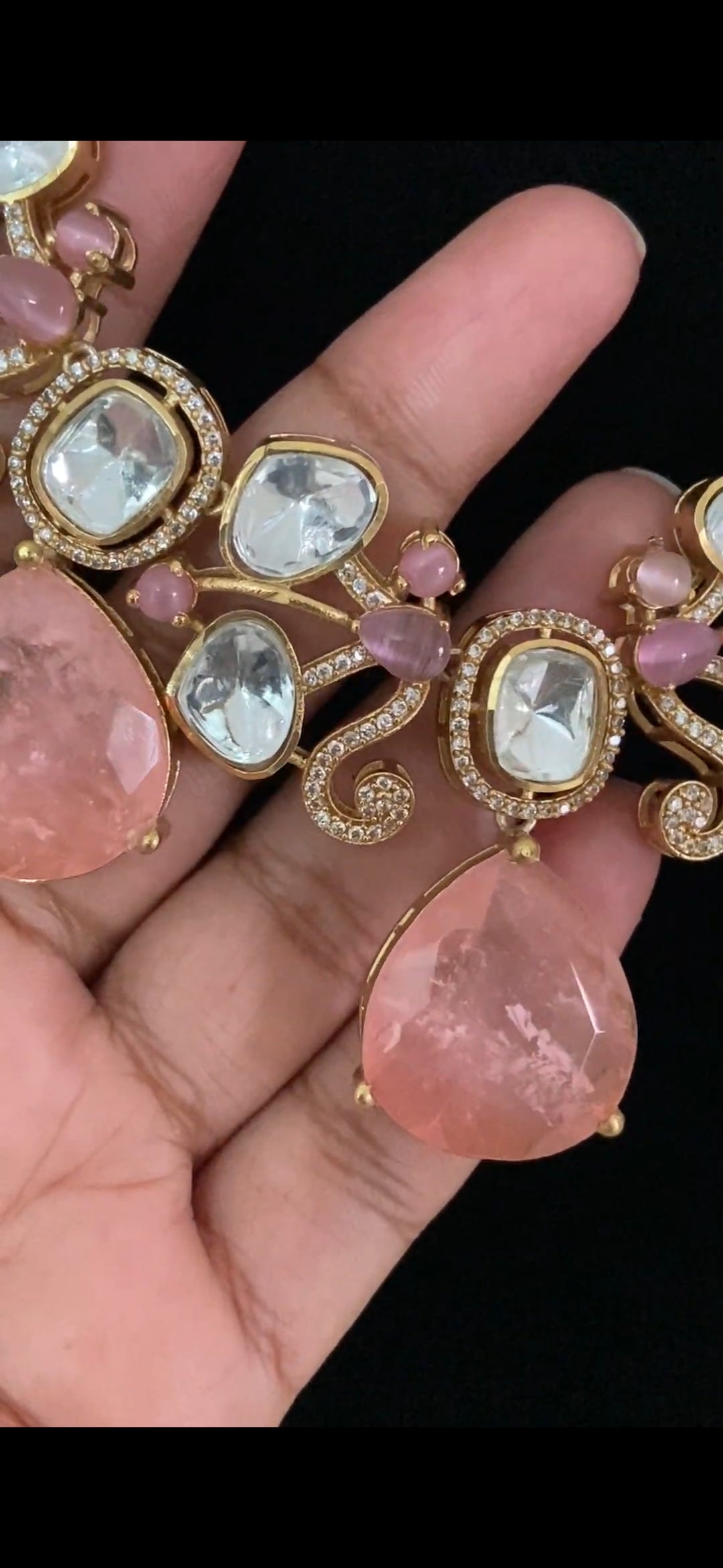 Moissanite Kundan Necklace Set | Indian Jewelry In USA