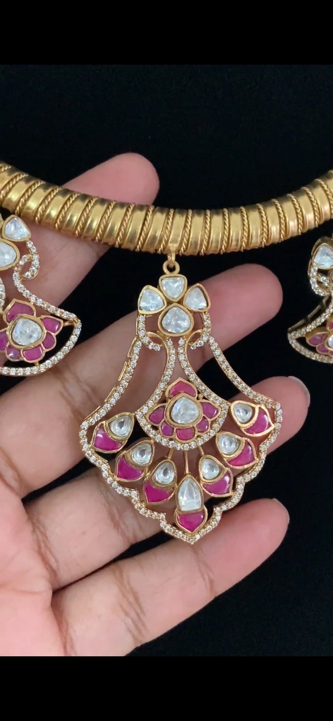 Antique Moissanite Kundan Kundan Necklace Set | Indian Traditional Jewelry In USA