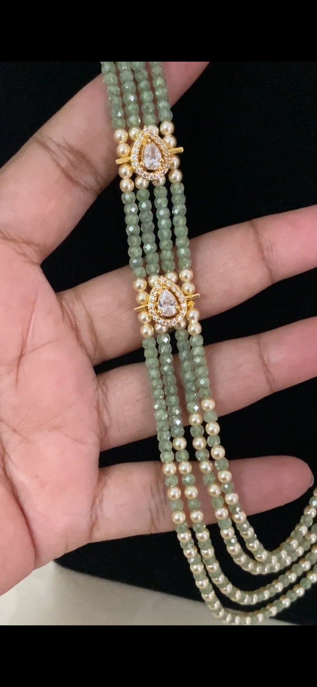 Premium Beads CZ Side Pendants Mala | Indian Jewelry In USA