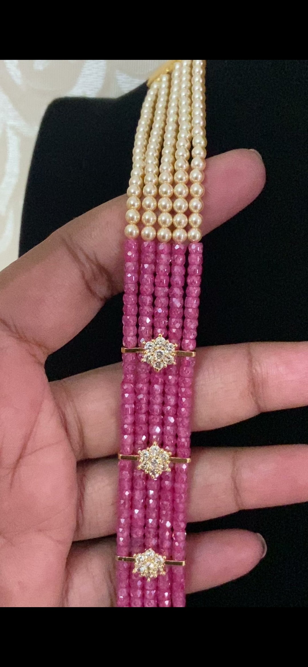 Premium Beads CZ Side Pendants Mala | Indian Jewelry In USA
