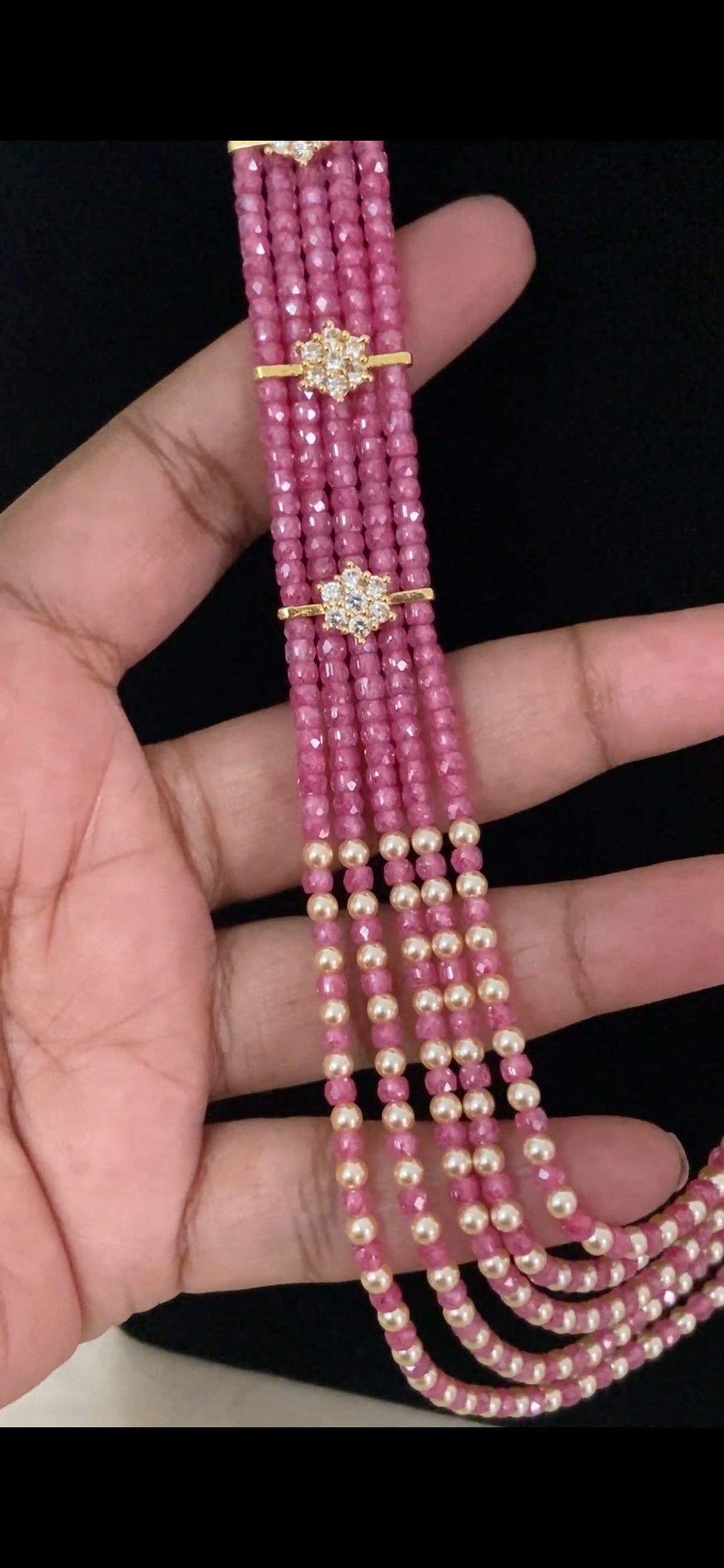 Premium Beads CZ Side Pendants Mala | Indian Jewelry In USA