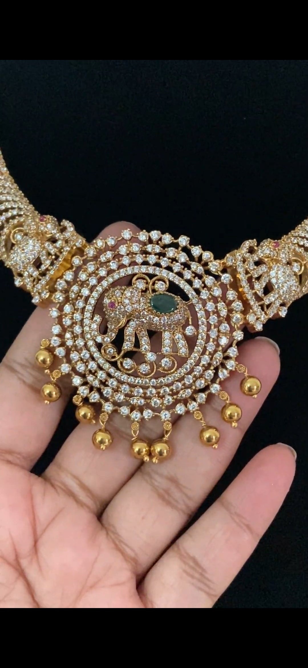CZ Antique Necklace With Studs | Traditional Indian Jewelry In USA