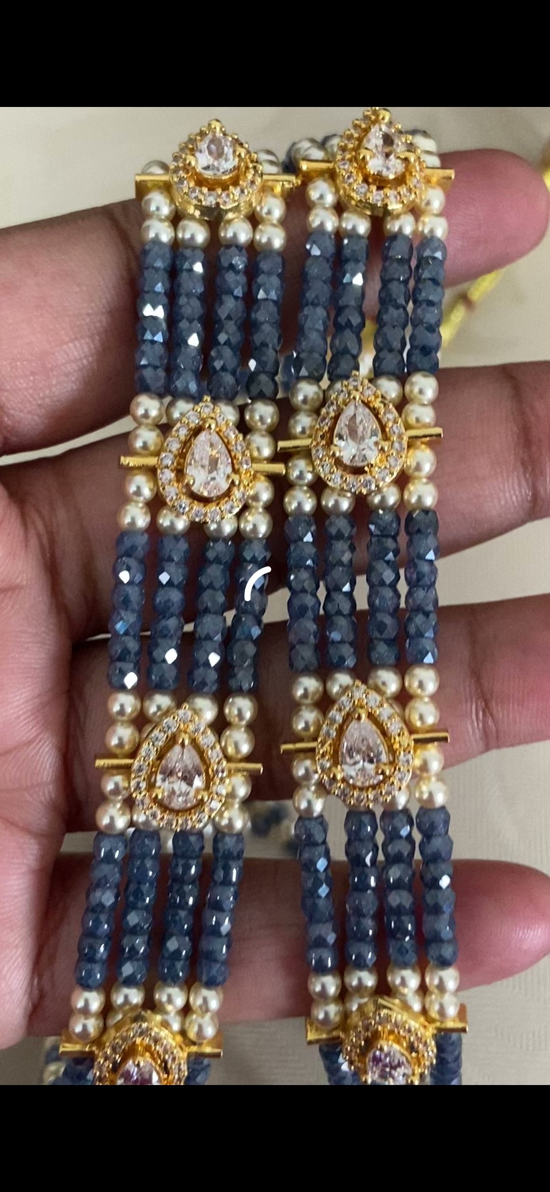 Premium Beads CZ Side Pendants Mala | Indian Jewelry In USA