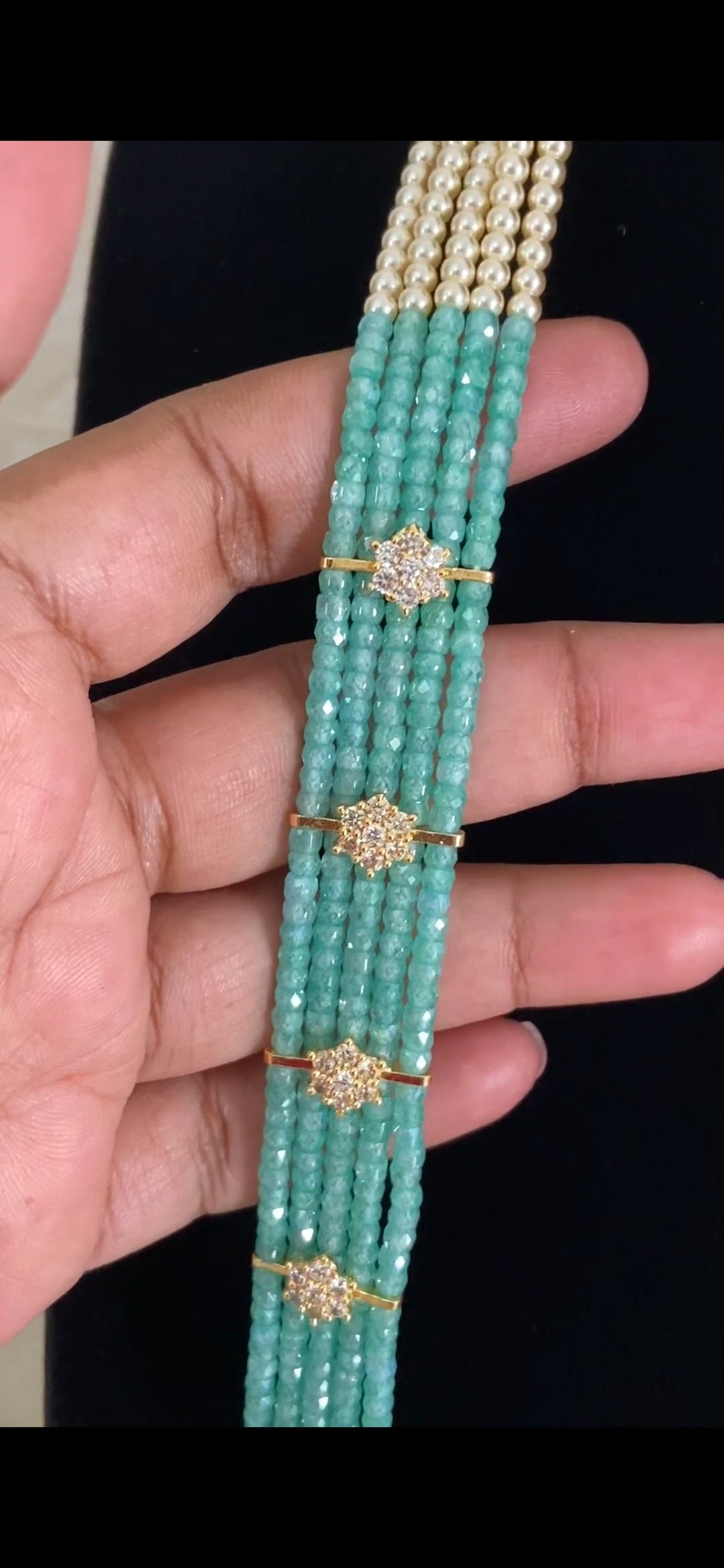 Premium Beads CZ Side Pendants Mala | Indian Jewelry In USA
