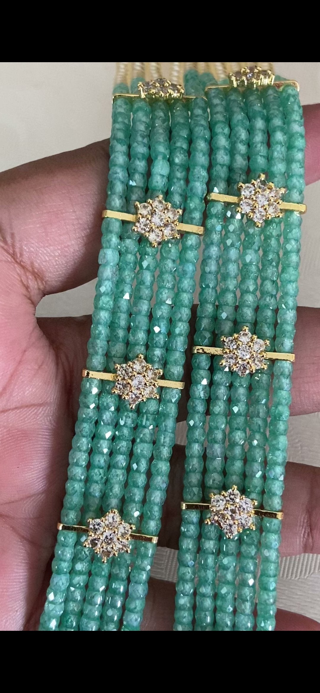 Premium Beads CZ Side Pendants Mala | Indian Jewelry In USA