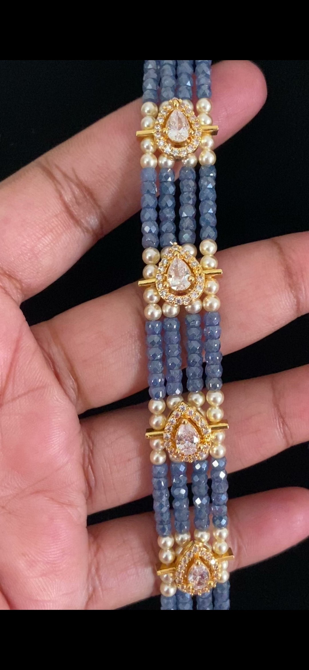 Premium Beads CZ Side Pendants Mala | Indian Jewelry In USA