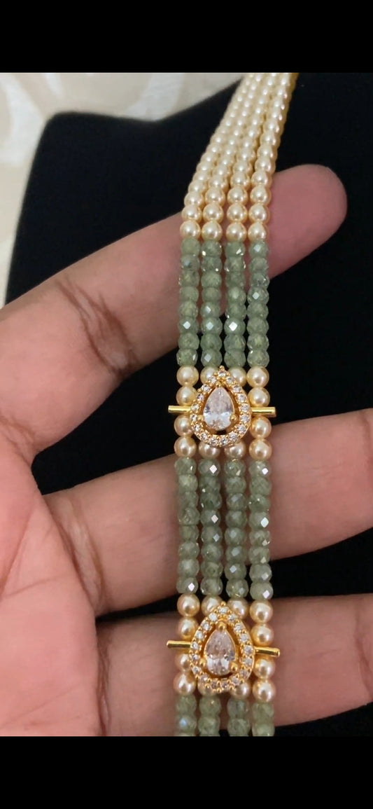 Premium Beads CZ Side Pendants Mala | Indian Jewelry In USA