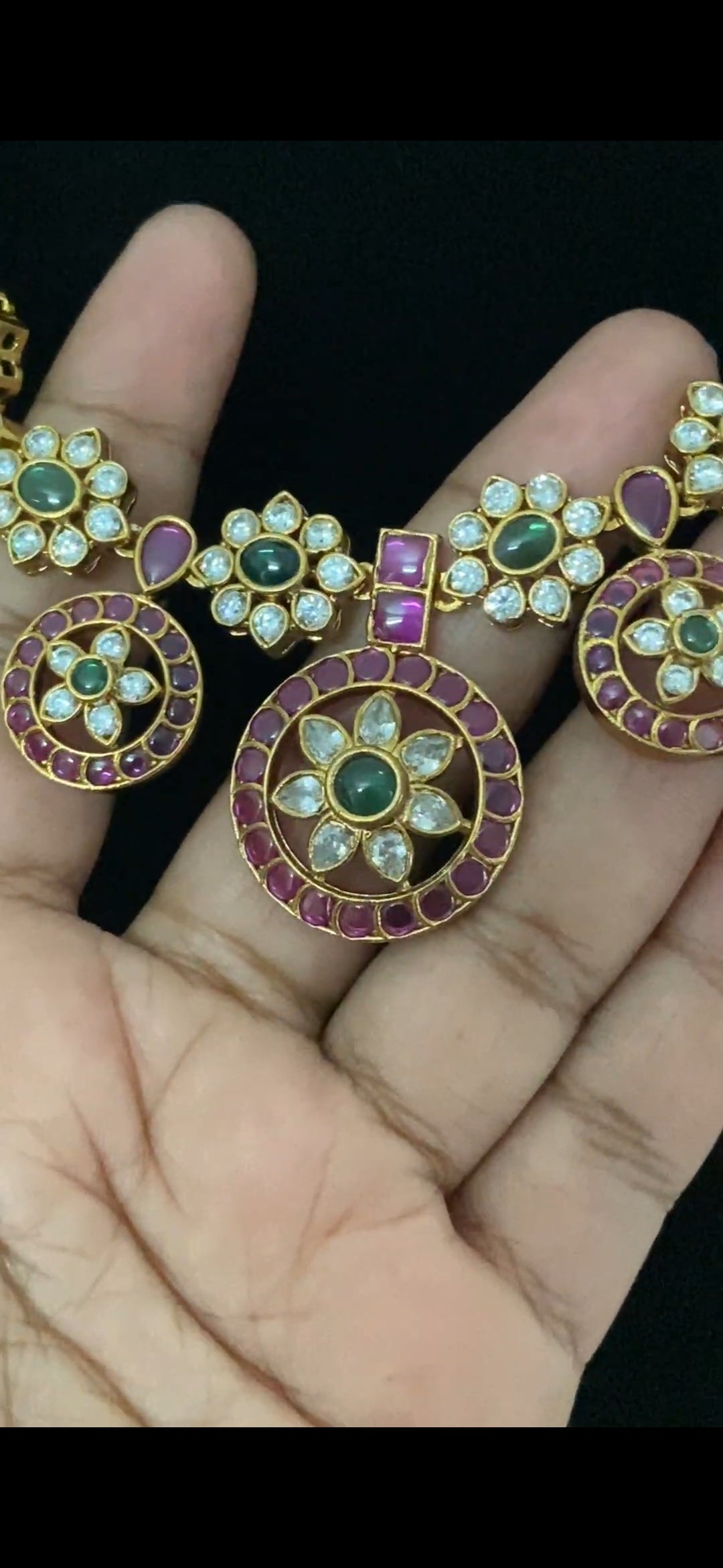 Kempu Bottu  Necklace Set | Traditional Indian Jewelry In USa