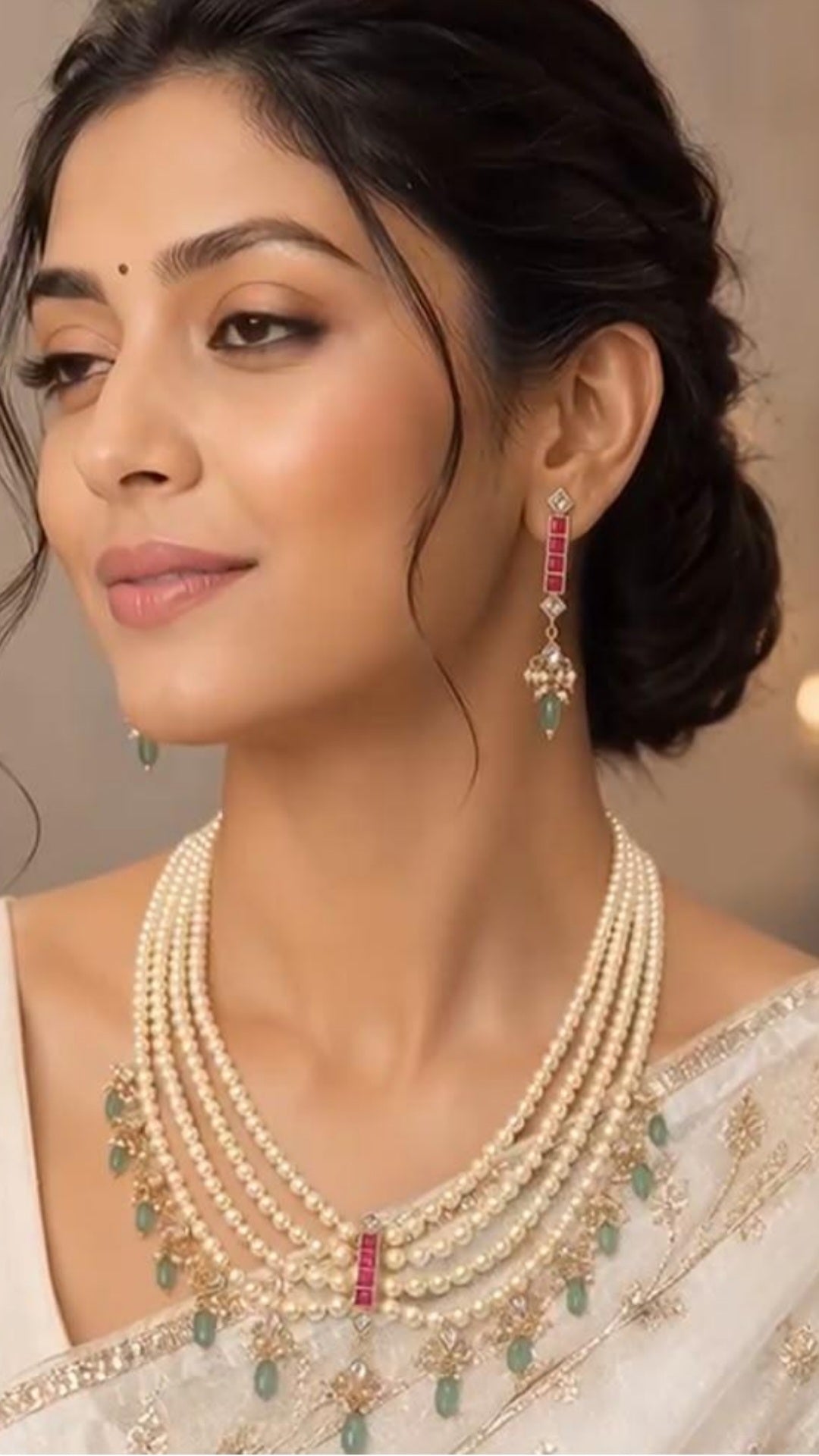 Kundan Pearl Necklace With Earrings | Indian Jewelry In USA