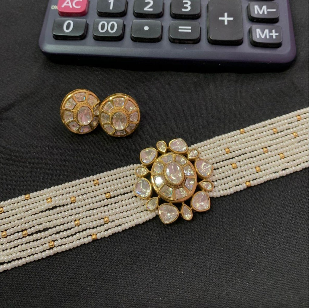 Polki Kundan Pendant Pearl Choker Set | Indian Jewelry In USA
