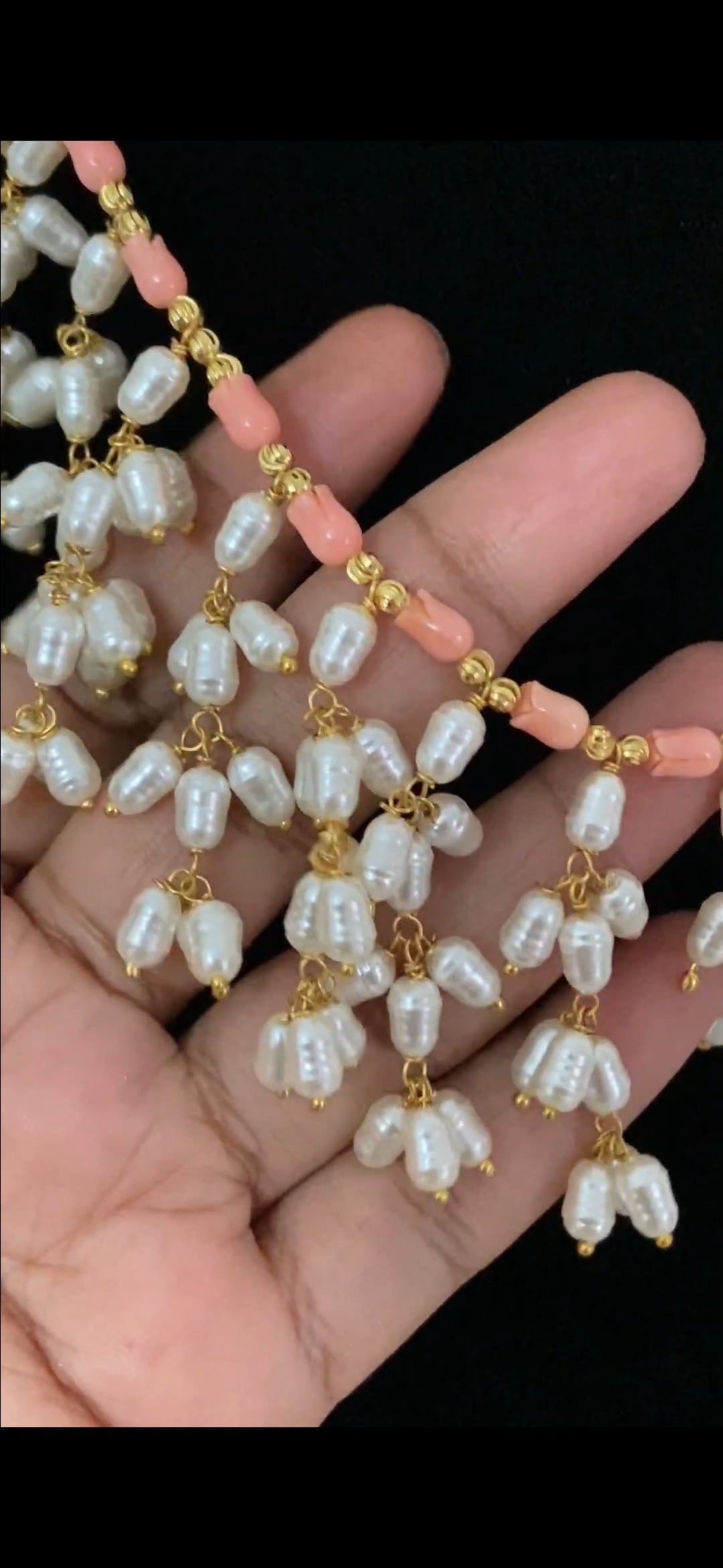 Coral Pearl Blossom Necklace Set | Indian jewelry in USA | Gift Idea