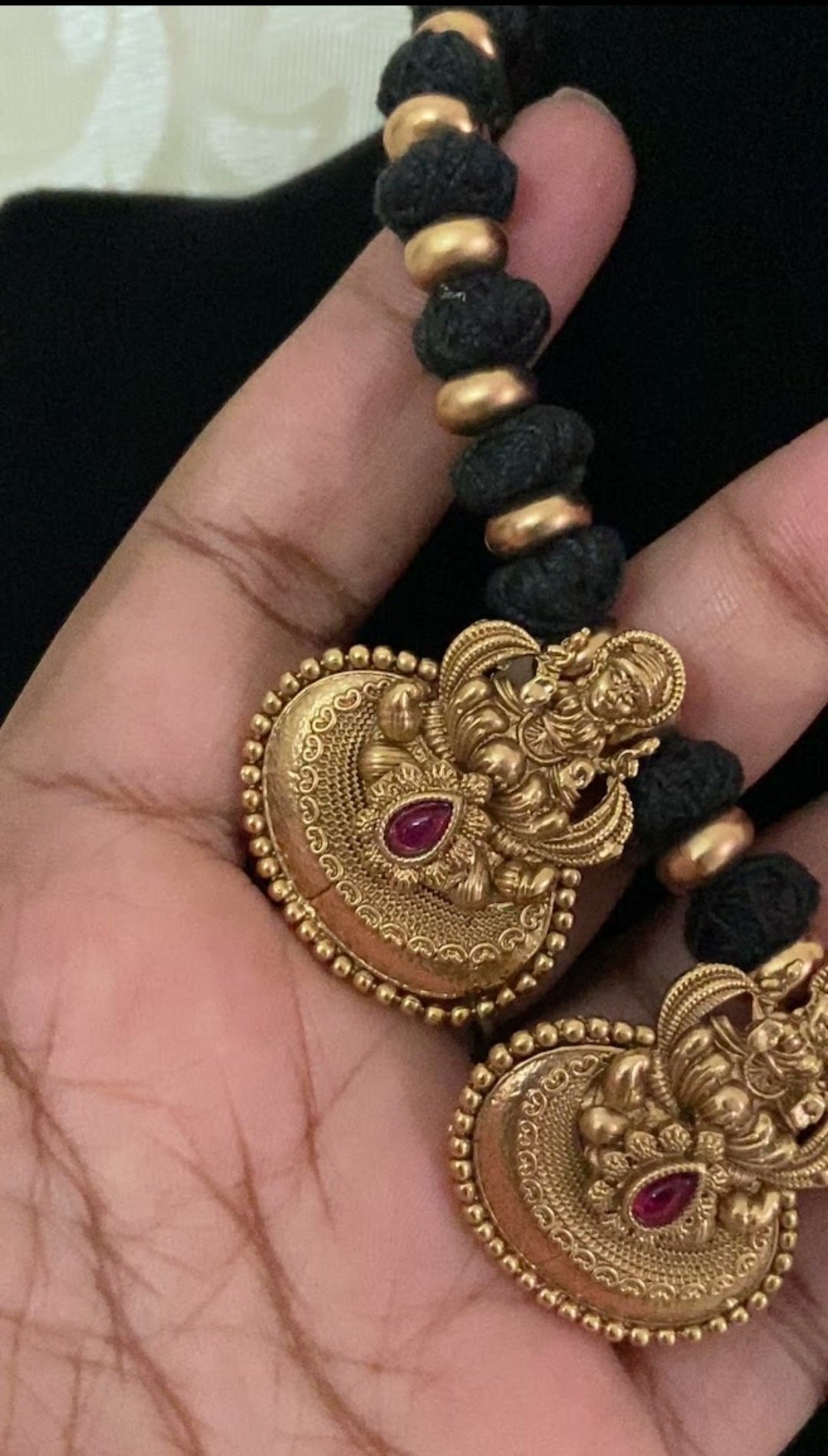 Antique Lakshmi Pendants Thread Necklace Set | Traditional Indian Jewelry