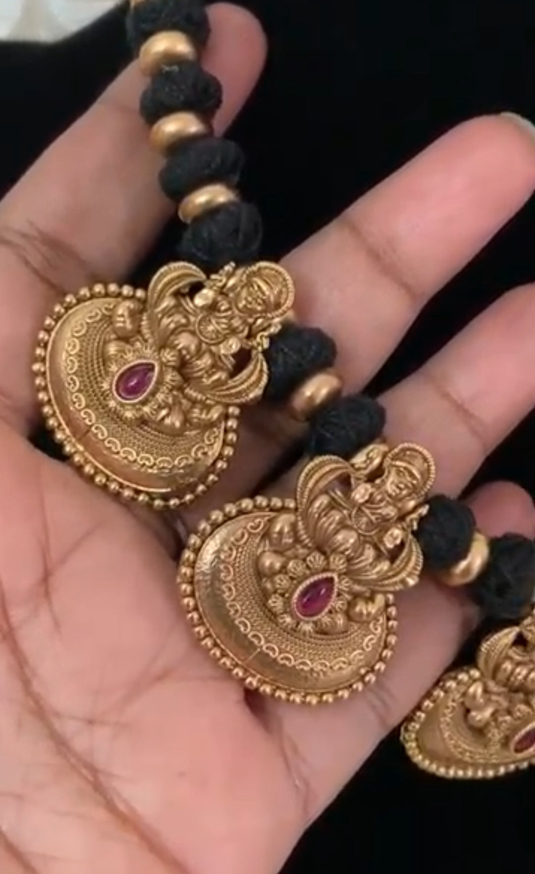 Antique Lakshmi Pendants Thread Necklace Set | Traditional Indian Jewelry