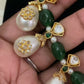 Green Beads Pearl Drop Kundan Necklace Set | Indian jewelry In USA