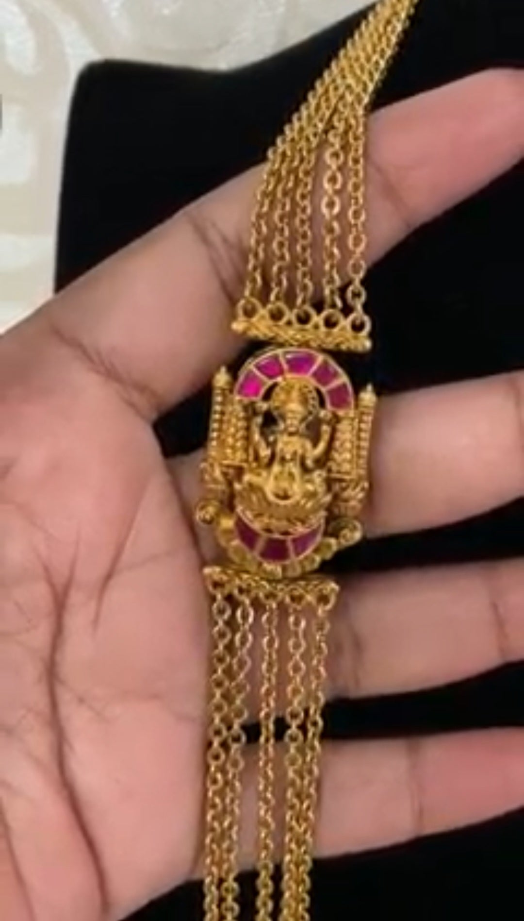 Jadau Kundan Antique Lakshmi Pendant ChandraHaram |  Indian Traditional Jewelr