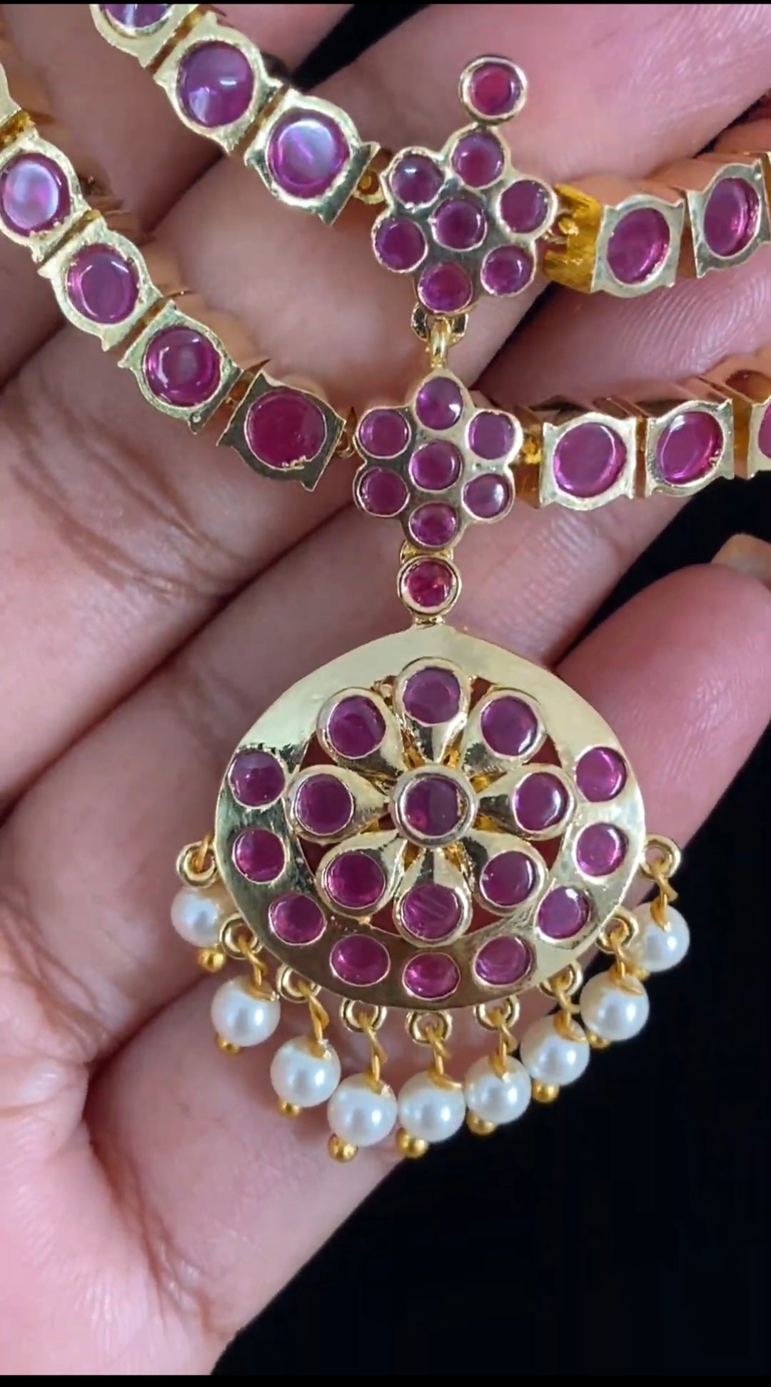 Traditional AD Real Kempu Necklace Set | Indian Jewelry In USA