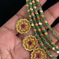 Antique Gold & Green Beads Flower Drops Necklace With Jumkis | Indian Jewelry
