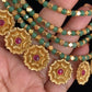 Antique Gold & Green Beads Flower Drops Necklace With Jumkis | Indian Jewelry
